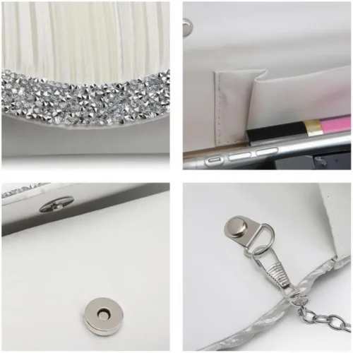 Miniatura 5 de Dasein Bolsos de mano para mujer, bolsos de noche formales con diamantes de imitación para boda, fiesta, baile de graduación, bolso elegante