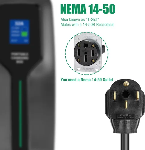 Miniatura 3 de Cargador EV de 32 amperios nivel 2, (NEMA 14-50, 32A/20ft, 7.68KW) Estación de carga portátil de vehículos eléctricos para vehículos eléctricos e