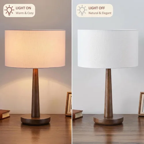 Miniatura 6 de Lámpara de mesa moderna de 18.5 pulgadas con base de madera de nogal, lámpara de escritorio regulable con certificación UL y mesita de noche