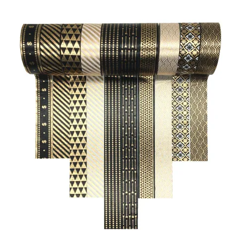 VIVIQUEN Juego de cintas washi doradas de 0.59 pulgadas (0.591 in), paquete decorativo para álbumes de recortes, manualidades, envoltura de regalos,