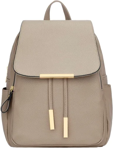 Miniatura 3 de KKXIU - Mochila de cuero a la moda para mujeres y damas, bolso de hombro para viajes y uso diario, A-caqui, Mediana, Mochila