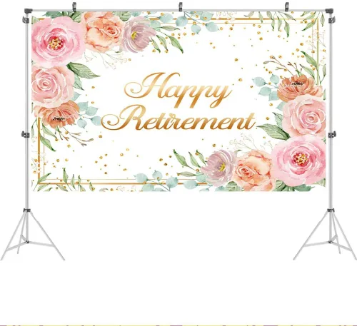 Miniatura 2 de Ticuenicoa Telón de fondo de feliz jubilación de 5 x 3 pies para mujer, fondo de fotos de lunares rosas rosas y dorados, decoración de fiesta