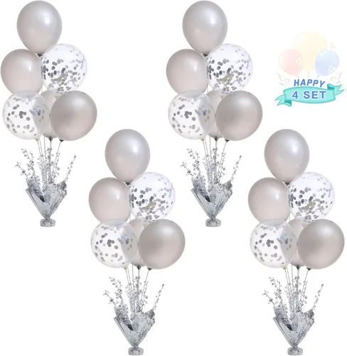 Miniatura 18 de 2 Juego de Globos de Mesa Negros con Spray de Aluminio para Centro de Mesa con Globos Negros y de Confeti, Kit de Soporte para Decoración de Mesa
