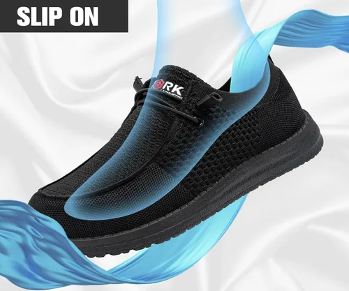 Miniatura 4 de LARNMERN Zapatos con punta de acero para hombre, ligeros, cómodos, para caminar, mocasines con punta de acero