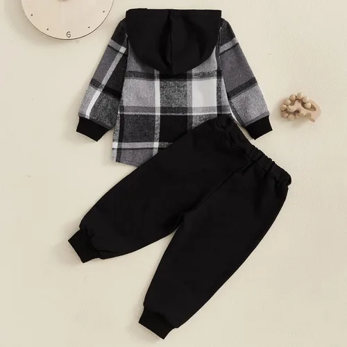 Miniatura 5 de Conjunto de ropa de otoño e invierno para bebé y niño, sudadera larga con capucha y pantalones para niños pequeños, 6, 12, 18, 24 meses, 2T