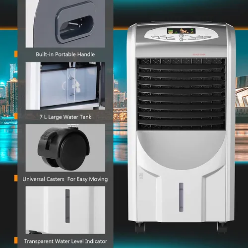 Miniatura 8 de KOTEK Enfriador de aire y calentador, enfriador de aire evaporativo portátil 5 en 1 con función de anión, temporizador de 8 horas, 3 modos y 3