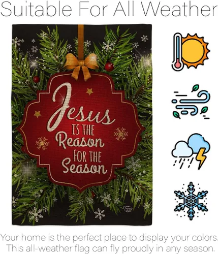 Miniatura 6 de Jesús es la razón de la temporada decoración de patio jardín estaca bandera juego de arpillera para puerta decoración de Navidad, cartel de pared