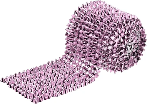 Miniatura 23 de uxcell 1 yarda de puntada en cono de punta, 12 filas de plástico con parte trasera plana, remache punk, cinta para manualidades, bolsos, decoración