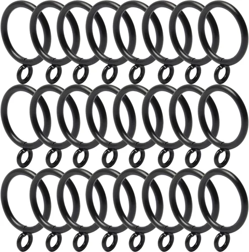 Miniatura 10 de MroMax Anillos de cortina con ojales, anillos de cortina negros de metal de 1-1/2 pulgadas de diámetro interior de 1.496 in de diámetro, anillos