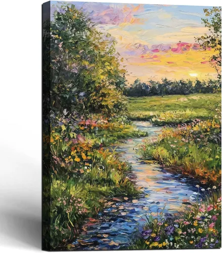 Miniatura 8 de 3 piezas de lienzo japonés enmarcado para pared, pintura de paisaje de cascada grande, póster impreso en lienzo envolvente, obra de arte