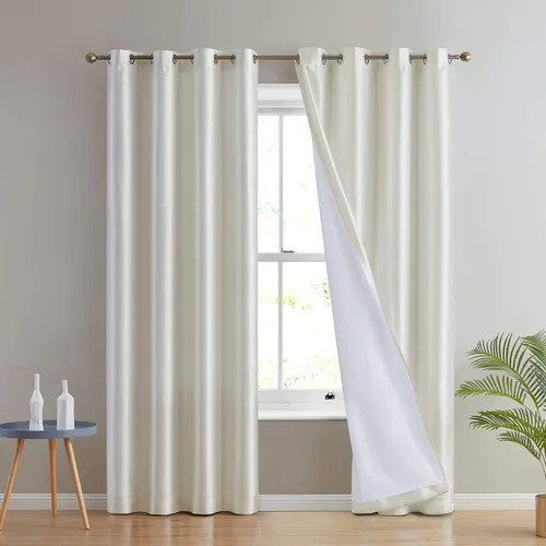 Miniatura 13 de HLC.ME Jefferson - Cortinas ligeras de seda sintética semitransparente con forro de microfibra y ojales para ventana de dormitorio, comedor y sala