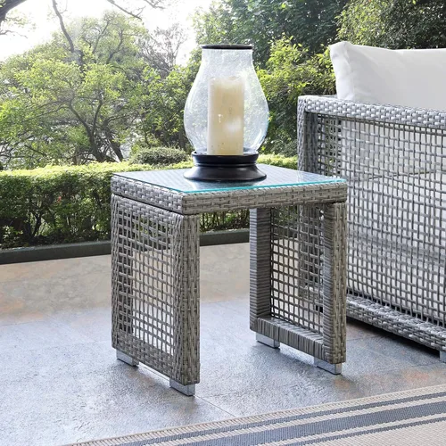 Miniatura 2 de Modway Aura Piece - Juego de mimbre para exteriores, Moderno/Contemporáneo, gris gris