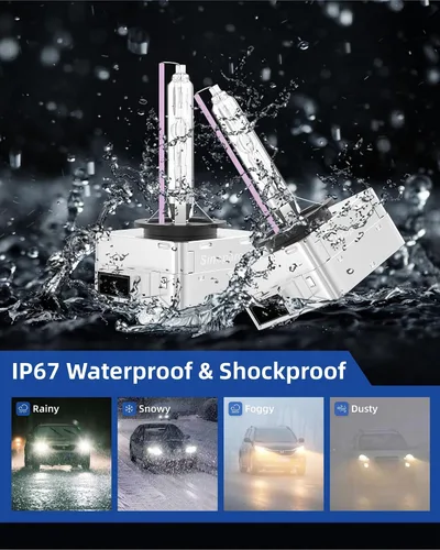 Miniatura 6 de Sinoparcel Bombilla HID de xenón D1S/D1R para faros delanteros – 10000K 35W luces de repuesto de haz alto y bajo – 2 años WTY – Paquete de 2