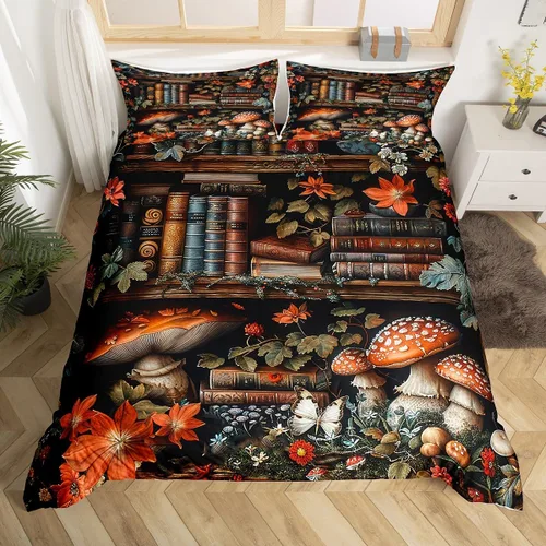 Miniatura 31 de Funda de edredón de hongos salvajes, acuarela, decoración de plantas naturales para exteriores, juegos de ropa de cama para niños, adolescentes