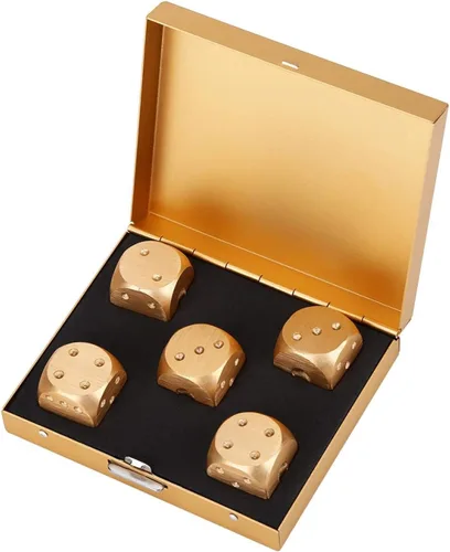 Miniatura 10 de Tiiyee Dados de aleación de aluminio, juego de 5 dados poliédricos de metal con estuche cuadrado, accesorio portátil de 6 caras, regalo