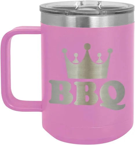 Miniatura 17 de Taza de café para barbacoa King de 15 onzas con tapa superior deslizante, taza de café de viaje aislado idea de regalo para los hombres que tienen