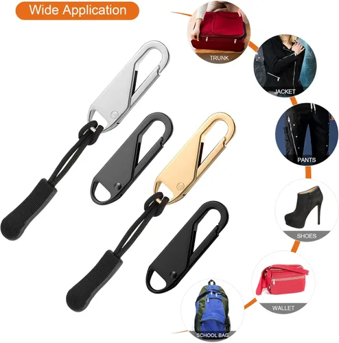 Miniatura 5 de Reemplazo de tirador de cremallera, 16 piezas de pestañas de cremallera desmontables con cordón extensor para equipaje, ropa, chaquetas, mochilas