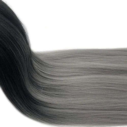 Miniatura 5 de Cabello trenzado gris degradado preestirado Kanekalo gris trenzado preestirado degradado de 26 pulgadas, extensiones de cabello sintético