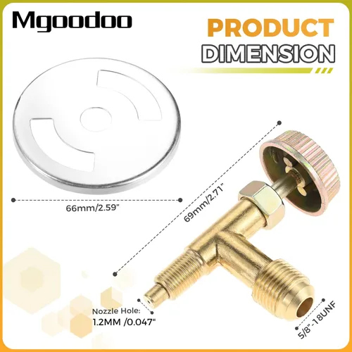 Miniatura 2 de Kit de Válvula de Control de Aguja de 3/8" Macho Giratorio con Rosca de Propano para Estufa de Cocina, Boquilla de Chorro de Propano de 0.047