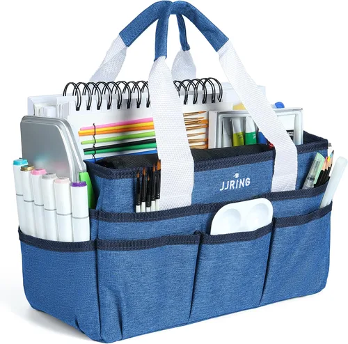 Miniatura 17 de JJRING Bolsa Organizadora de Transporte para Manualidades, Organizador de Almacenamiento de Arte con Múltiples Bolsillos, Bolsa de Costura Morado