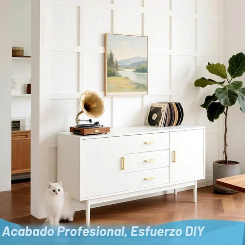 Miniatura 4 de Art3d Kit de Revestimiento de Tablero y Listón Prefabricado Pintable, Panel de Pared de Acento de MDF para Cocina Dormitorio Sala de Estar