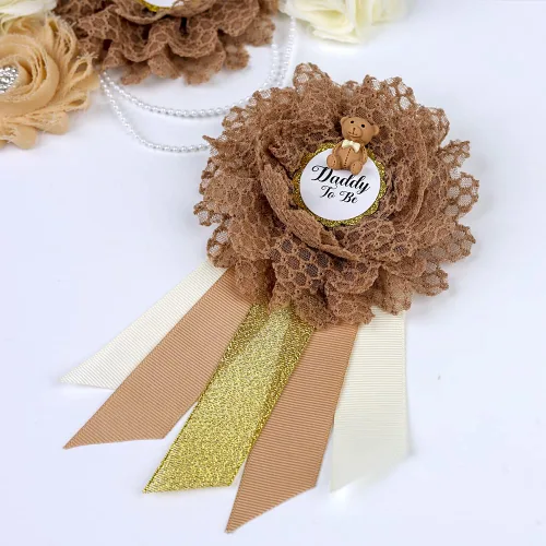Miniatura 18 de Faja de maternidad para baby shower, juego de pines de ramillete para mamá para ser papá para ser padre (girasol amarillo)