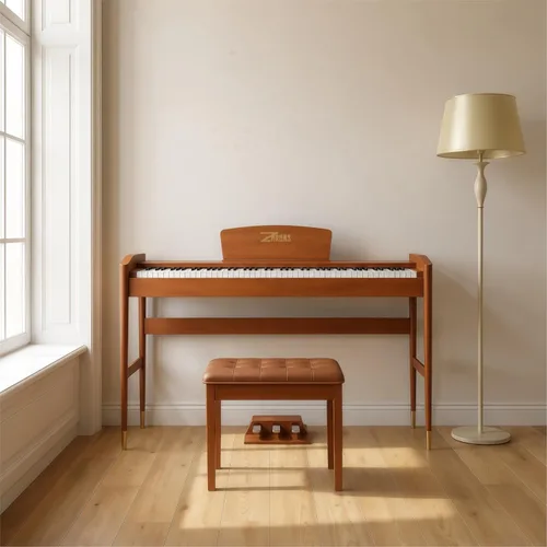 Teclado de piano de 88 teclas con soporte de madera maciza y acción de martillo ponderado | Piano de teclado eléctrico para el hogar para Marrón