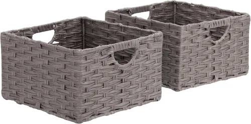 Miniatura 20 de Seville Classics Cesta de Lavandería Portátil Tejida a Mano Premium con Asas de Transporte, Almacenamiento Doméstico para Ropa, Ropa de Cama, Negro