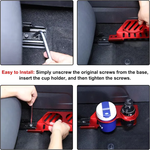 Miniatura 4 de Organizador expansor de portavasos para asiento de pasajero de automóvil compatible con Toyota Tundra 2022-2023 asiento de pasajero de aluminio