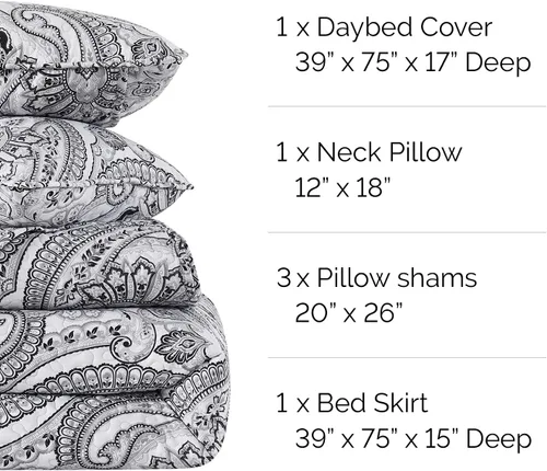 Miniatura 8 de Southshore Fine Living, Inc. Juegos de Edredón para Cama Nido Individual, Juego de Ropa de Cama Boho de 6 Piezas con Funda para Cama Nido, 3 Fundas
