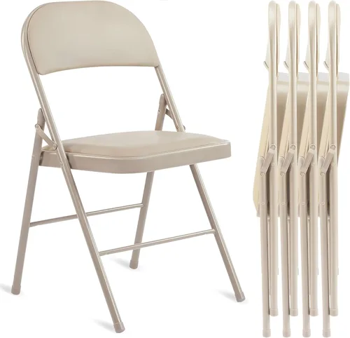 Miniatura 8 de YSSOA Paquete de 2 sillas plegables con asientos acolchados de vinilo y marco de metal duradero para fiestas en interiores y exteriores, hogar