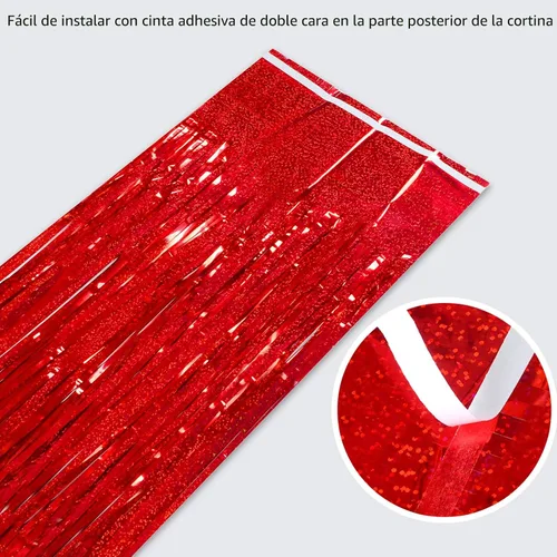 Miniatura 7 de Melsan - Juego de 3 cortinas de papel de aluminio para fiestas, en flecos, 3.2 x 3.2 pies, también para fondo para tomar fotografía, baby shower