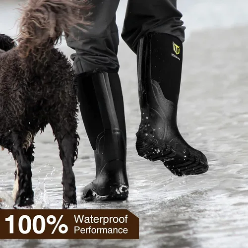 Miniatura 2 de TIDEWE Botas de goma para hombres, multitemporada, botas de lluvia impermeables con vástago de acero, botas de neopreno de 0.236 pulgadas