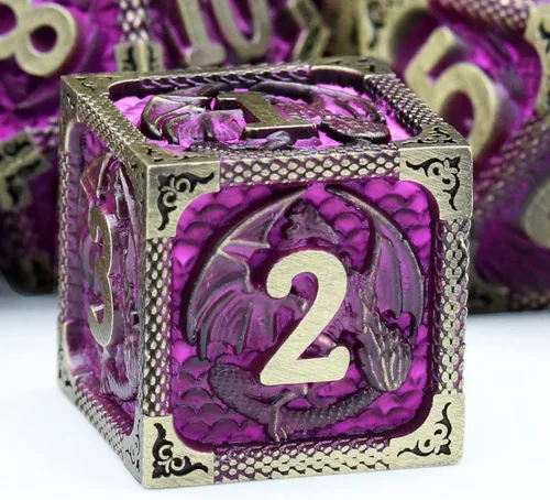 Miniatura 14 de Haxtec - Juego de dados de metal DND, dados poliédricos D&D compatibles con Dungeons and Dragons, regalo TTRPG, dados de metal bronce antiguo