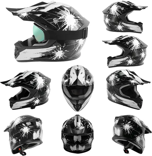 Miniatura 118 de TCMT Casco de motocross para jóvenes, certificado por DOT, casco de motocross ATV de cara completa para niños con gafas, guantes y bolsa para casco