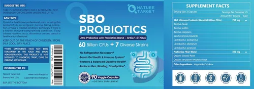 Miniatura 8 de NNATURE Target Probióticos para mujeres y hombres, 60 mil millones de UFC, prebióticos y probióticos para la salud intestinal - Probióticos SBO que