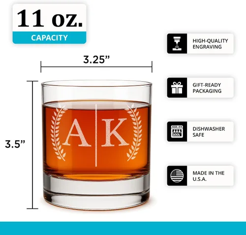 Miniatura 4 de On The Rox Regalos de whisky personalizados para hombres, vaso de whisky con monograma grabado grabado de 11 onzas, vaso de cóctel personalizado