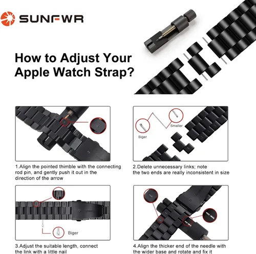 Miniatura 4 de SUNFWR Compatible con Apple Watch Band 40mm 41mm 38mm 42mm (Series 10 11) para Mujeres y Hombres, Correa de Acero Inoxidable para iWatch para Apple