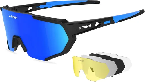 Miniatura 18 de X-TIGER Gafas de sol polarizadas para deportes con 5 lentes intercambiables, gafas de ciclismo para hombres y mujeres, para béisbol, correr, pesca