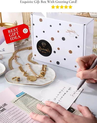Miniatura 5 de AISBUGUR Plato de joyería, bandeja para joyas, plato para anillos, juego de 2 abalorios de gran capacidad para más joyas, cuenco de joyería