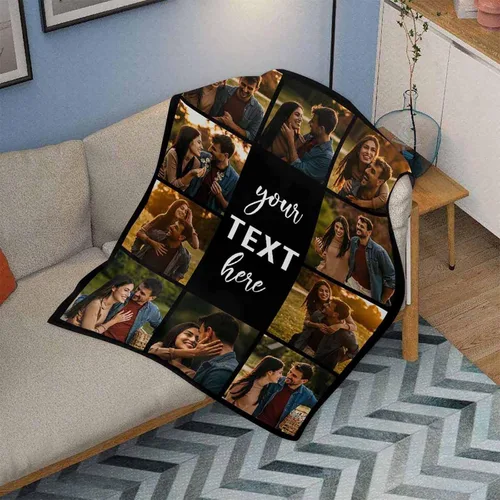 Miniatura 3 de MyPupSocks Manta de fotos personalizada para la familia, manta personalizada con 10 fotos y texto para mejores amigos, personaliza tus propias fotos