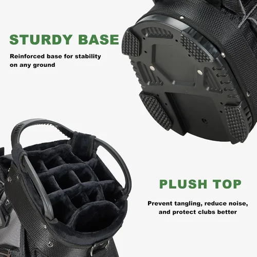 Miniatura 4 de UNIHIMAL Bolsa de carrito de golf de 14 vías con divisor de longitud completa, bolsa de golf de piel sintética de alta calidad con parte superior