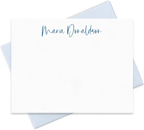 Miniatura 11 de Juego de tarjetas y sobres personalizados con nombre en fuente script para mujeres, elija colores de tinta y sobre Fairmont & Grove Paper Co.