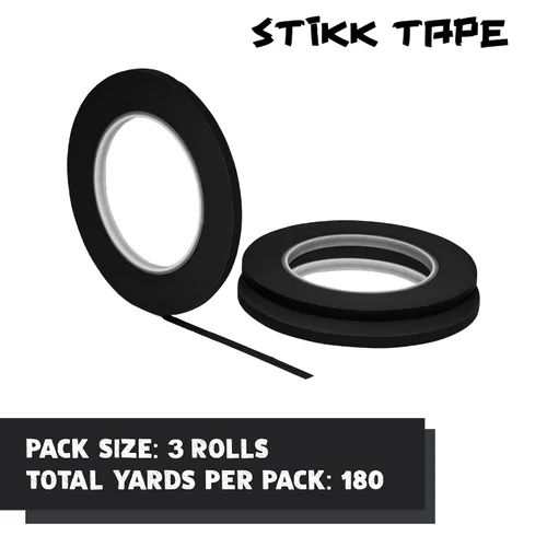 Miniatura 3 de STIKK Cinta para pintores – Paquete de 3 cintas de pintor negras – 1/4 pulgadas x 60 yardas – Cinta de pintura para pintura, bordes, recortes