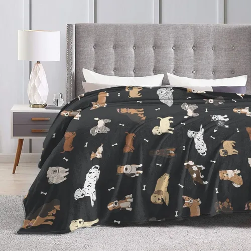 Miniatura 4 de Perinsto Manta de Tiro de Cachorros Perros Animales Lindos Ultra Suave Cálida Todas las Estaciones Mascotas de Dibujos Animados Mantas Decorativas