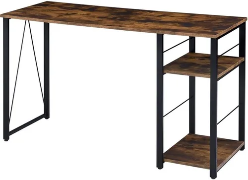 Miniatura 9 de Acme Vadna - Escritorio de madera con 2 estantes y base de metal abierta en color negro
