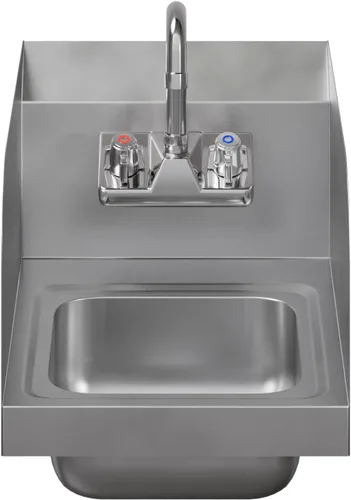Miniatura 2 de AmGood Fregadero de mano de acero inoxidable para montaje en pared NSF Lavabo comercial de manos para restaurante, cocina y hogar