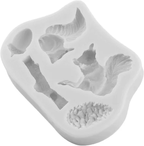 Miniatura 9 de Molde de silicona para fondant de animales, ardilla, piñas, bellota, tronco, molde para decoración de pasteles, decoración de cupcakes, caramelo