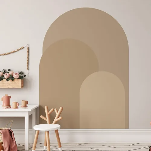Miniatura 3 de Calcomanía de pared moderna de arco beige arena, adhesivo para pared de arco para despegar y pegar, mural bohemio autoadhesivo extraíble, calcomanía