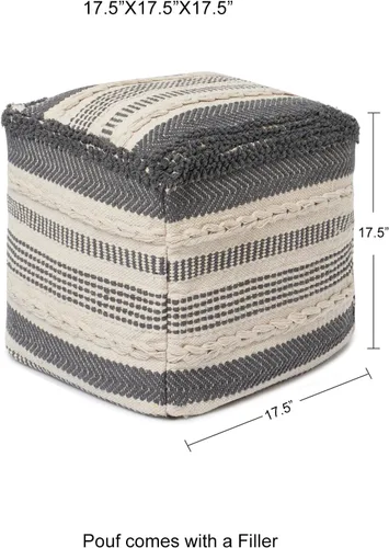 Miniatura 3 de REDEARTH · Puf acolchado otomano con relleno texturizado, cubo de almacenamiento, puf de asa, reposapiés para sala de estar, dormitorio, guardería
